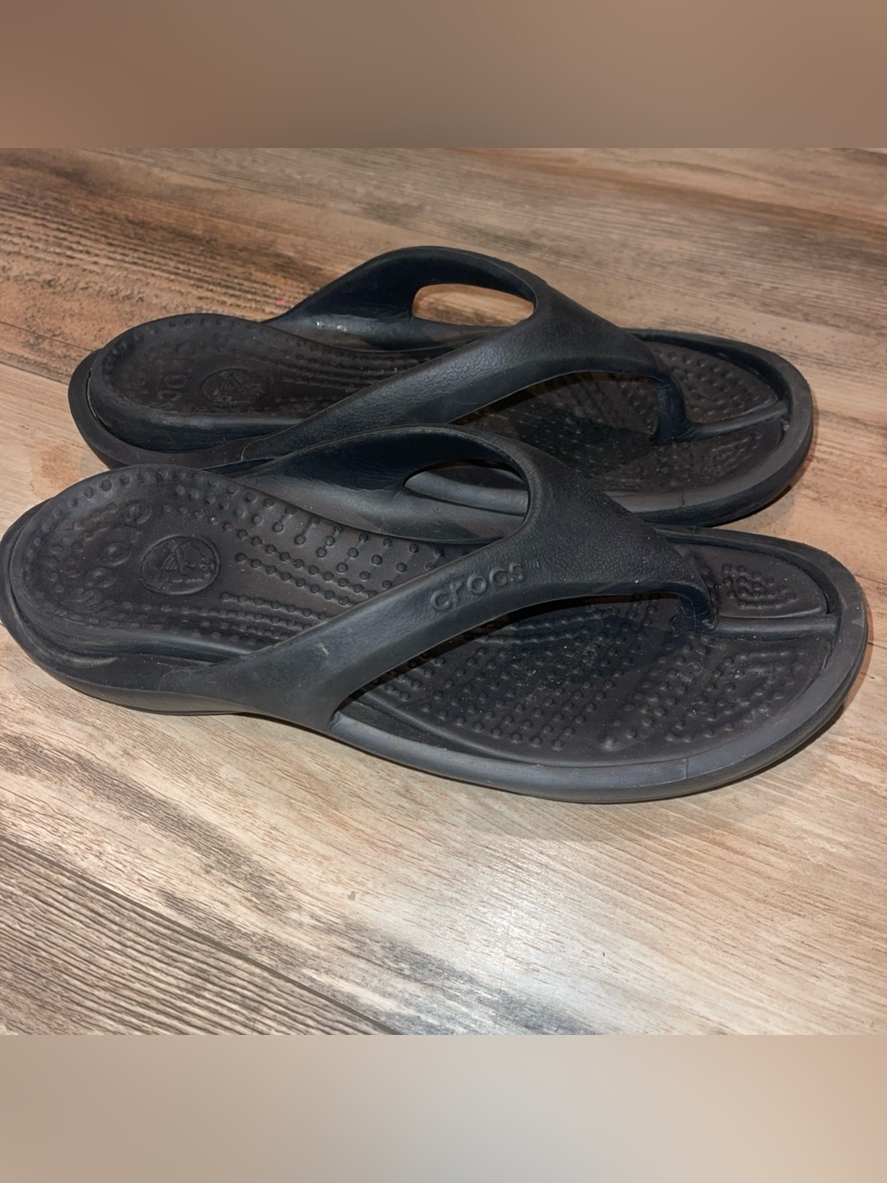 Crocs Kadee II Sandals Iconic Comfort Mens 10 Womens 12  Black Flip Flops Thong